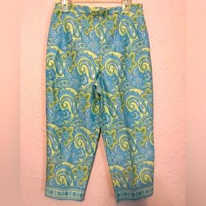 Talbots Blue & Green Paisley Design Capris